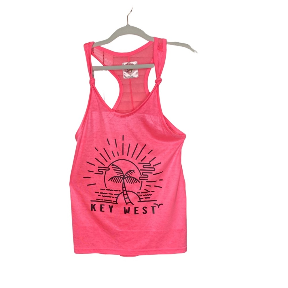 Pop Surf Neon Pink Key West Print Tank Top Size Medium